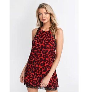 TOBI Cherished Moments Leopard Print Shift Mini Women Dress - Brown & Black Smal